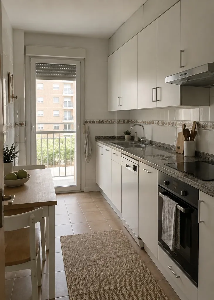 Cocina con los muebles lacados en blanco por el equipo